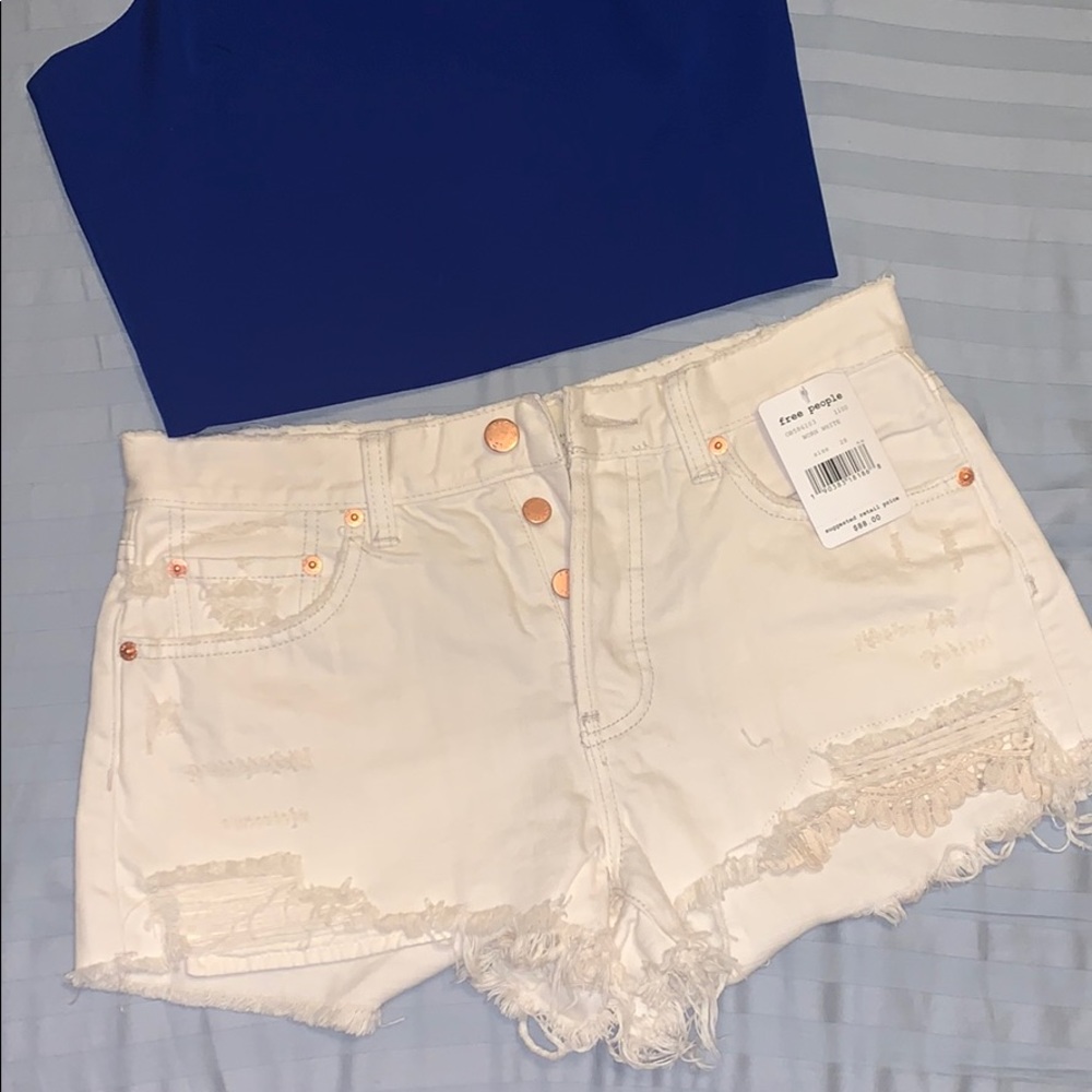 Free People distressed frayed denim short